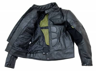 Blouson moto Karno en cuir noir pour homme avec protection dorsale