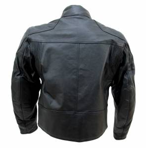 Blouson moto Karno en cuir noir pour homme avec protection dorsale