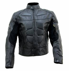 Blouson moto Karno en cuir noir pour homme avec protection dorsale