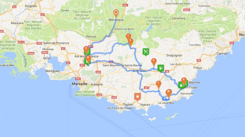 Roadbook balade moto d'Aix en Provence vers Manosque